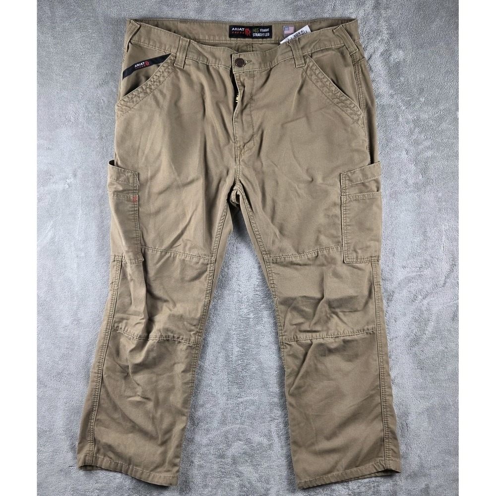 Ariat FR M5‎ Straight Leg Brown Cargo Pants Mens 40x30 Workwear Utility